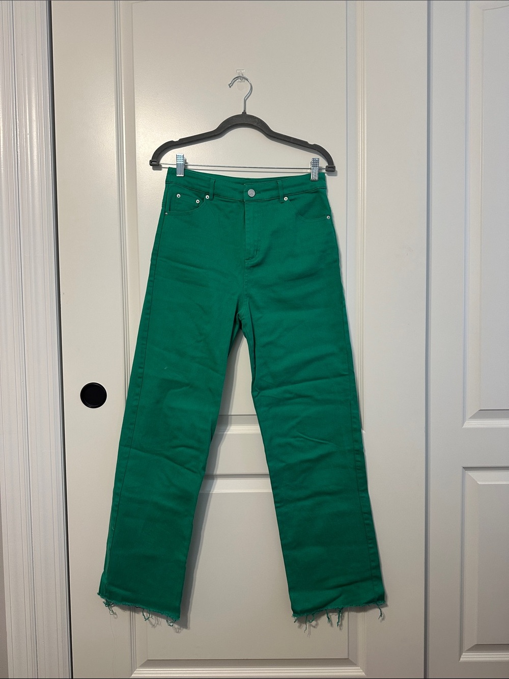 Princess Polly Green High-Rise Wide-Leg Jeans